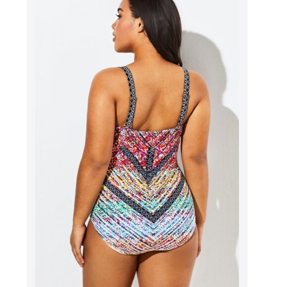 NWT Meet Curve Technicolor Cut Out Underwire One Piece Swimsuit 2XL - Picture 3 of 12